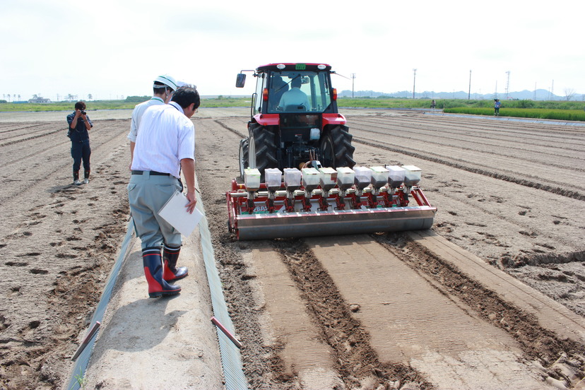 詳細表示 東松島市 野蒜地区 営農再開プロジェクト そば試験栽培 播種作業 風景